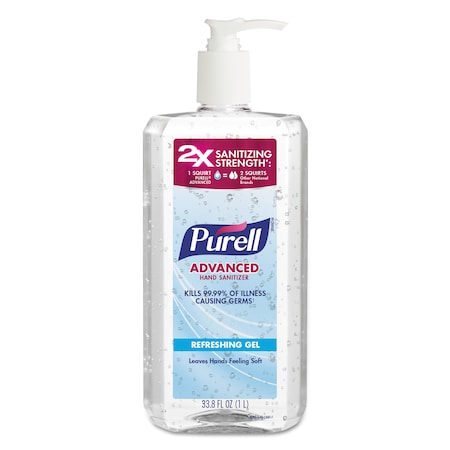Purell Advanced Hand Sanitizer Refreshing Gel, Clean Scent, 1 L Pump Bottle 3080-04-CMR